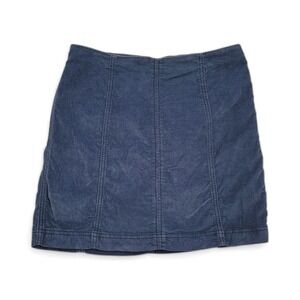 Free People Skirt Womens 10 Navy Corduroy Mini Boho Y2K Fitted 30x16